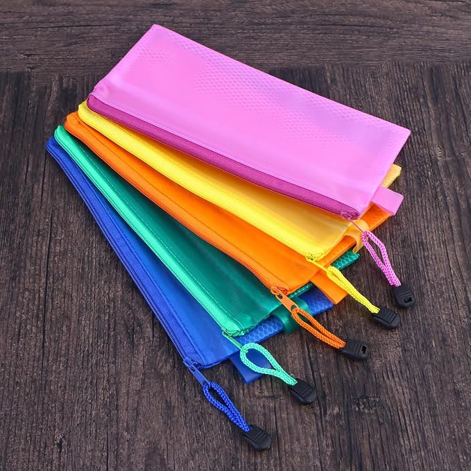 Operitacx 12pcs Portable Mesh Zipper File Bags Pvc Pencil Cases for Office School Supplies Random Color Stationery Document Storage Pouches