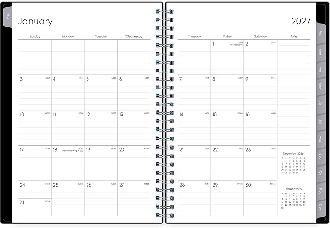 Blue Sky 2027 Weekly and Monthly Planner Calendar Notes, Includes January 2027 - December 2027, 5.875" x 8.625", Flexible Cover, Wirebound, 30 Extra Notes Sheets, Laminated Tabs, Enterprise