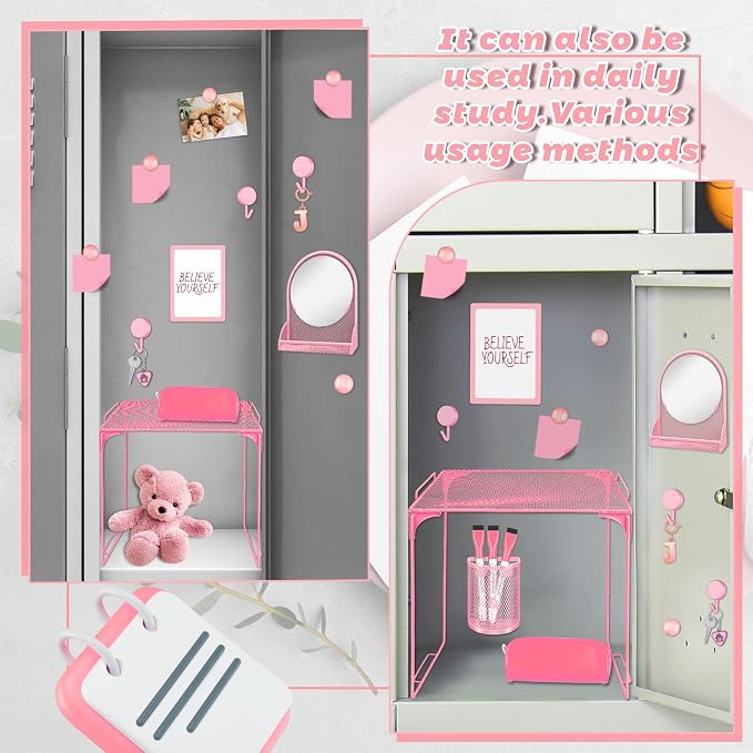 Denylo pro Pink Magnetic Locker Accessories Kit Include Back to School Essentials for Back to School Decorations Office Supplies