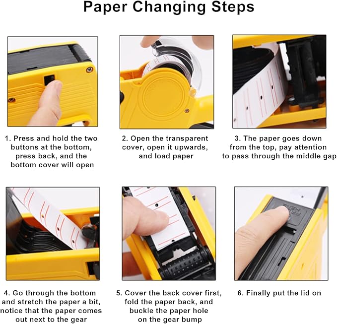 Eujgoov 8 Digits Price Tag, Portable Label Maker, Manual Labeling Machine with Price Label, Yellow