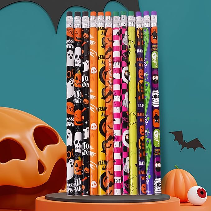 96pcs Halloween Pencils with Eraser for Halloween Wood Pencils Bulk (Halloween, 96)