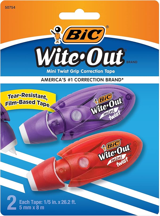 BIC Wite-Out Brand EZ Correct Correction Tape, White, 2-Count
