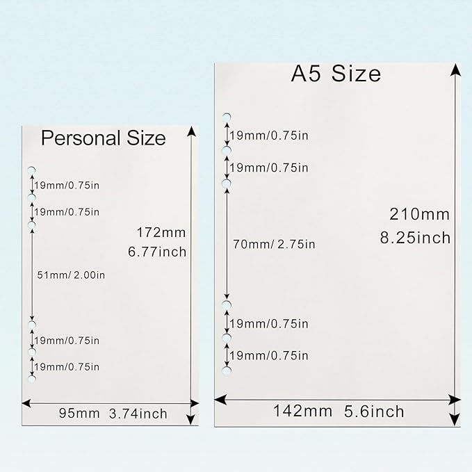 A6 Refill Paper, [5 Pack] Toplive 100GSM Thick Refillable Blank Paper 6 Hole Filler Inserts Loose Leaf Paper 225 Sheets (450 Pages) for 6 Ring Binder Journal Notebook