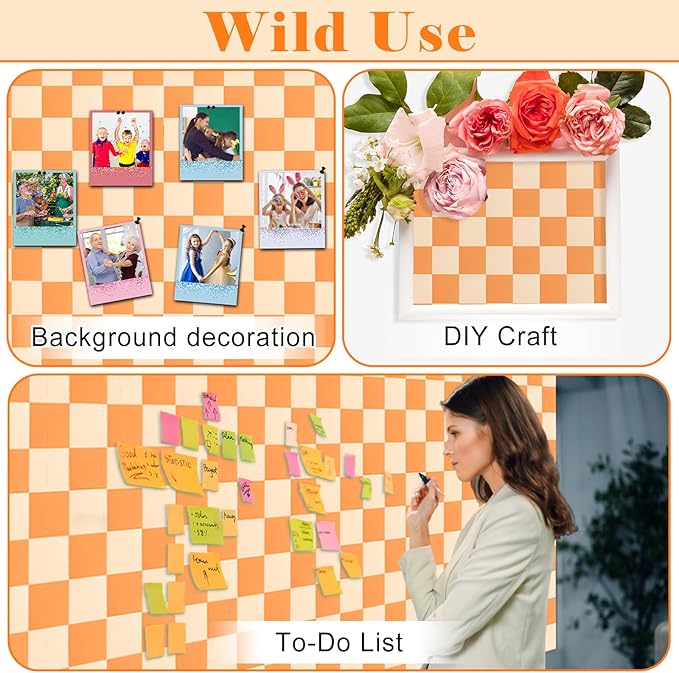 Hippie Orange Bulletin Board Roll Reusable Waterproof Erasable Bulletin Board Wrinkle Resistant Poster Non-Woven Fabric Bulletin Board Roll for Classroom Decor Wrap Crafts DIY Crafts 15.55" x12ft