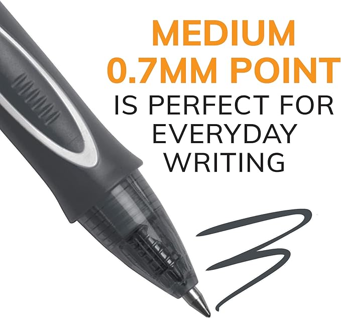BIC Gelocity Quick Dry Black Gel Pens, Medium Point (0.7mm), 4-Count Pack, Retractable Gel Pens With Comfortable Full Grip