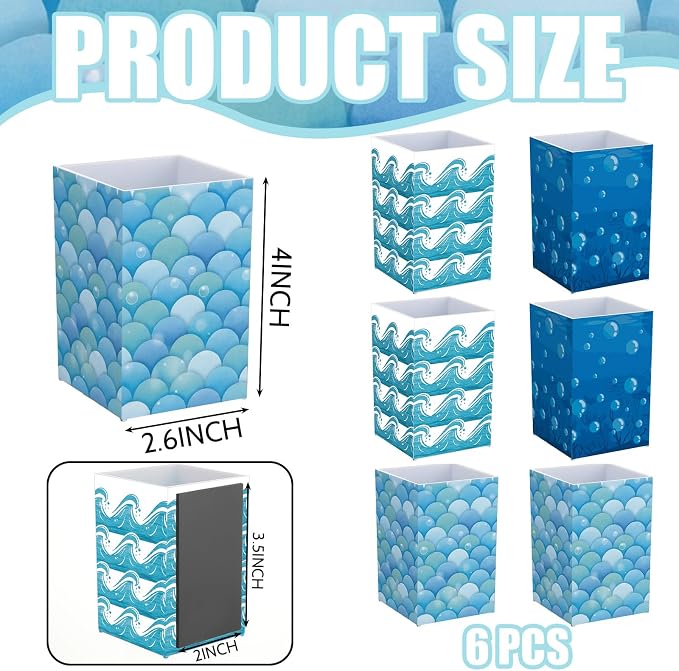 6 Pcs Ocean Classroom Decor Classroom Magnetic Storage Boxes Magnetic Storage Containers Plastics Pen Holder for Refrigerator Whiteboard Home Office School Organizer Supply
