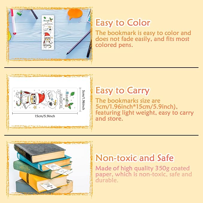 Anseal 60 PCS Color Your Own Bookmarks Bulk, DIY Bookmarks for Kids/Teens, Cute Animal Bookmarks for Reading Lover, 12 Styles Fun & Personalized Bookmark for Students, Classroom Rewards Supplies