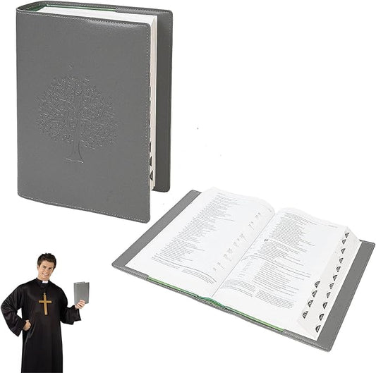 Bible Cover Case for Women and Men, Leather Bible Bag Suitable for 7.2"x10.2"x1.5" Standard Size Bible Protective Classic(Gray,Large,7.2"x10.2"x1.5")