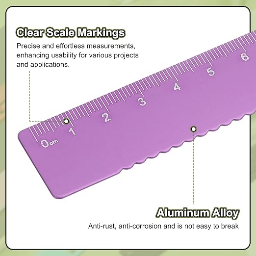 HARFINGTON Straight Ruler 15cm Metric Metal Aluminum Alloy Measuring Bookmark Clip Ruler Scale Tool for Measure Study Reading Classroom Office, Rose