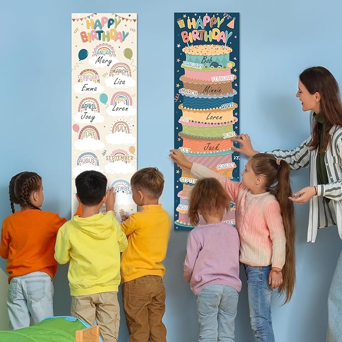 Lonfliness Happy Birthday Poster Chart Boho Birthday Bulletin Board Decorations Birthday Classroom Wall Door Decor for Calendars Bulletin Boards Nursery Homeschool Kindergarten Back to School Supplies