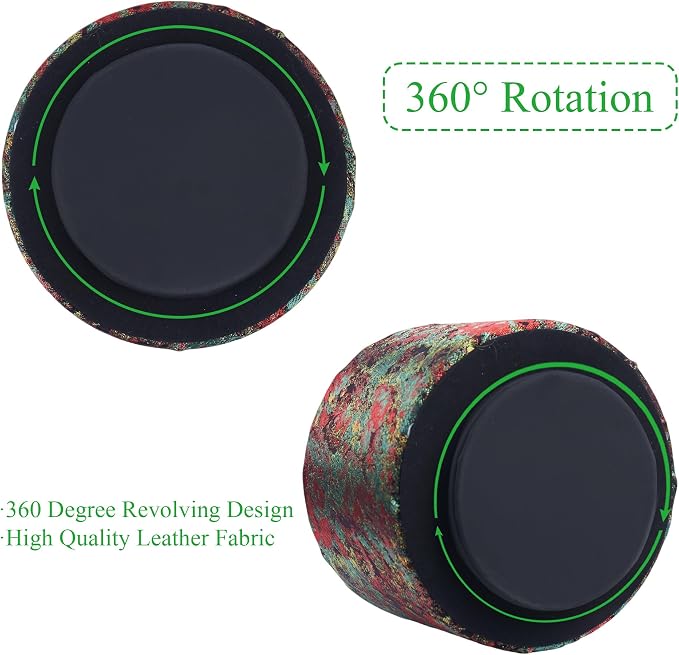 Round Leather Art Supply Organizer,Remote Control Holder,360-degree Rotating Pen Organizer with 4 Compartments(1-Painting Black)