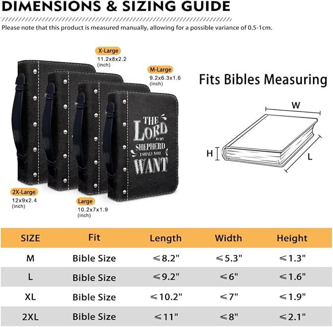 Retro Religious Style Cross Bible Case with Bookmark Waterproof Bible Cover Case for Women Lightweight Bible Bag with Handle Pockets Church Book Bag Black