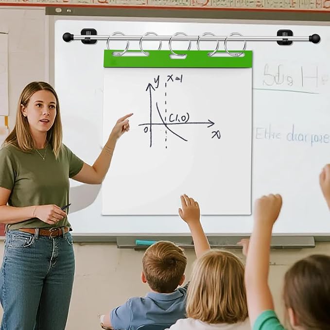 Magnetic Rod for Classroom Whiteboard, Anchor Chart Paper Holder, Magnetic Flip Calendar Holder, Calendar Pocket Chart Easel Stand, White Board Teacher Supplies Accessories Decor(Patented)