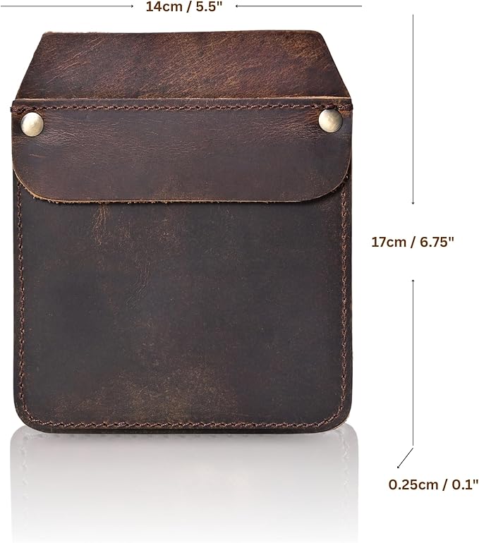 Large Pocket Protector Genuine Buffalo Leather Pen Holder Pouch Organizer for Shirts, Lab Coats, Pants - Multi-Purpose - Holds Pens, Pencils, tools and Notes for School, Office