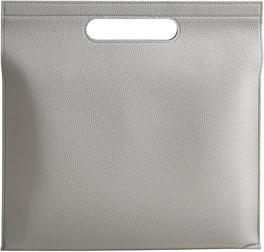 Premium PU Leather Waterproof File Folder & File Jackets & File Pockets Easy to Clean Document Organizer, Multi-Color Options, 13.34x12.56in, Ideal for Students & Professionals (Grey)