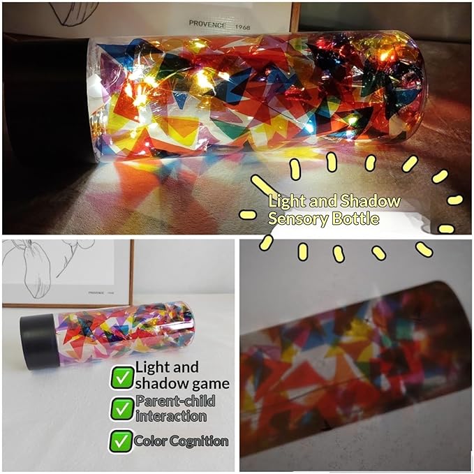 DIY Sensory Bottle Light and Shadow for Kid – Calming Bottles with Color Change, Montessori Educational Kindergarten Crafts DIY Equipment Sensory Room Equipment