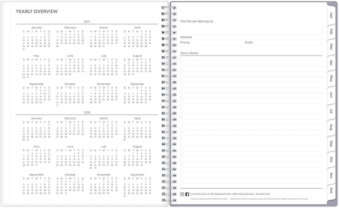 Blue Sky 2027 Weekly and Monthly Planner Calendar, January 2027 - December 2027, 8.5" x 11", Clear Pocket Cover, Laminated Tabs, Durable Twin Wire Binding, Storage Pocket, Laila