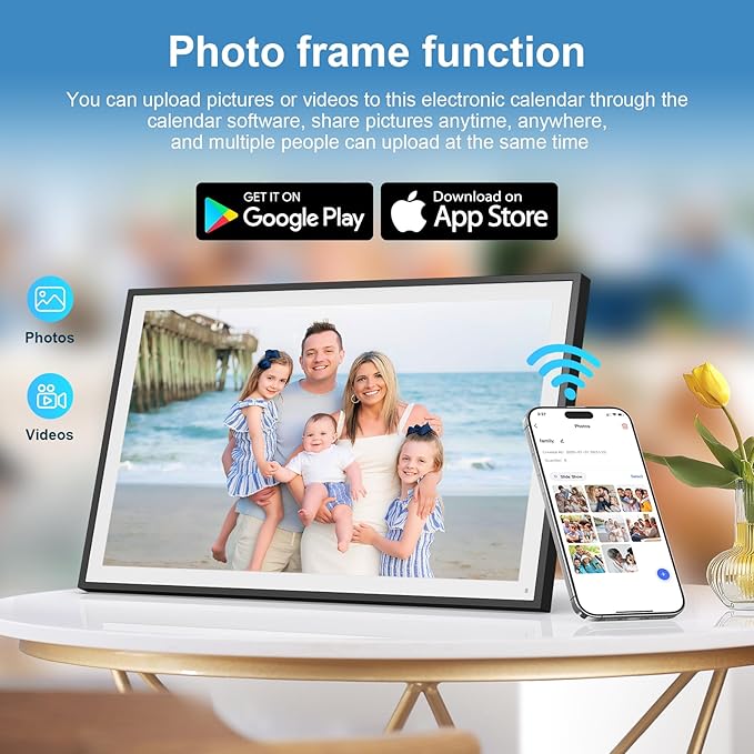 Digital Calendar, Smart WiFi Electronic Calendar&Chore Chart, IPS Touch Screen HD Display for Family Schedules, Share Moments Instantly from Anywhere (16 black)