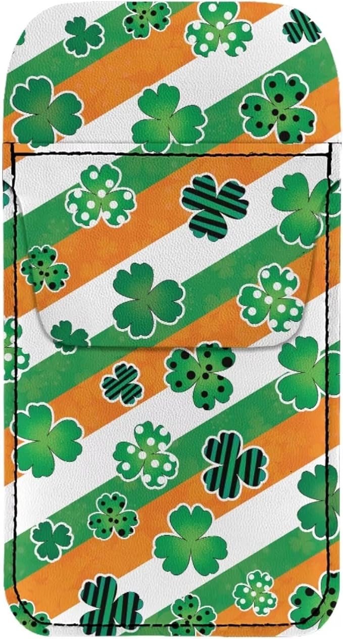 chaqlin Pocket Protector, St. Patrick Stripes Print Leather Pen Holder Organizer for Men Women, Pencils, Tools and Cards, Pen Pocket Protector for Shirts, Lab Coats, Pants