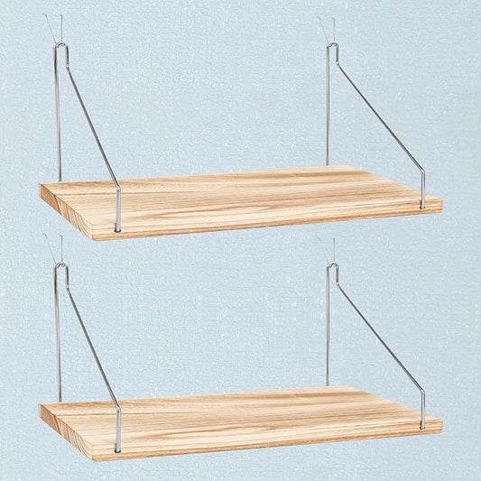 2-Pack Cubicle Shelf For Fabric Walls With Hooks：12x6.0in Wooden Cubicle Shelf Hanging Silver Bracket Use For Office Cubicle Accessories Office Stylish Ations Cubicle Decorations For Women Desk