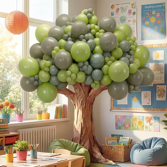 DIY Gaint Balloons 3D Tree Classroom Bulletin Board Set Large Kraft Craft Cardboard Tree for Room Wall Jungle Safari Party Boho Arch Backdrop Chalkboard School Baby Shower Party Decor