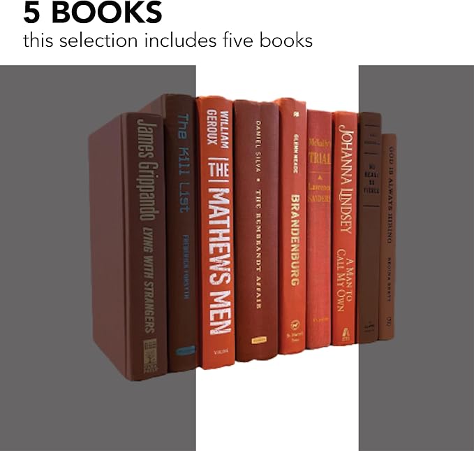 Decorative Accent for Home Decor – Real Books by Color® Interior Styling Piece for Bookshelf, Coffee Table, Design Display (Set of 5, Orange)
