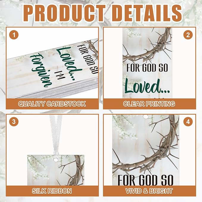 Dispowreath 60 Pcs for God So Loved Bookmarks Religious John 3: 16 Bookmarks Church Exchange Gifts for Men & Women Sunday School Vbs Church Prizes Party Favors