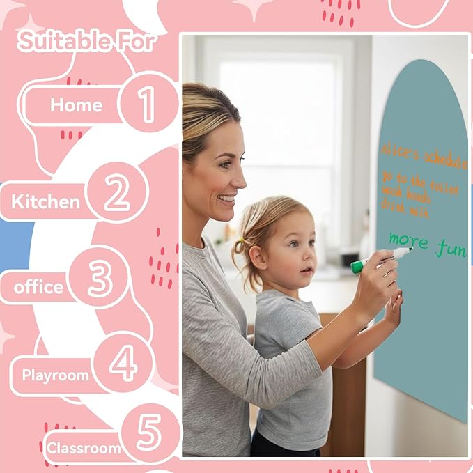 Magnetic Arch Wall Decal for Kids,Upgraded Thickened Magnetic Chalkboard for Most Wall,Suitable for Home Decoration Wallpaper and Children's Game Room (Celadon, 18x48 Inch)