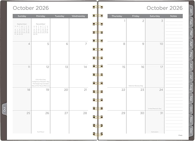 Mead 2027 Planner, Weekly & Monthly, 15-Month Oct-Dec, 5.5" x 8.5", Ground Coffee (1806-200-27)