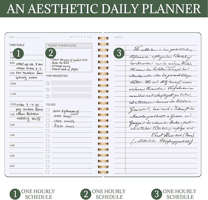 Thboxes Undated Daily Planner with Hourly Schedule, 5.71" X 8.35" Daily To DO List Noteboook Set Goals A5 Daily Personal Organizer Notepad for School Work Office Improve Efficiency Planner, Pink