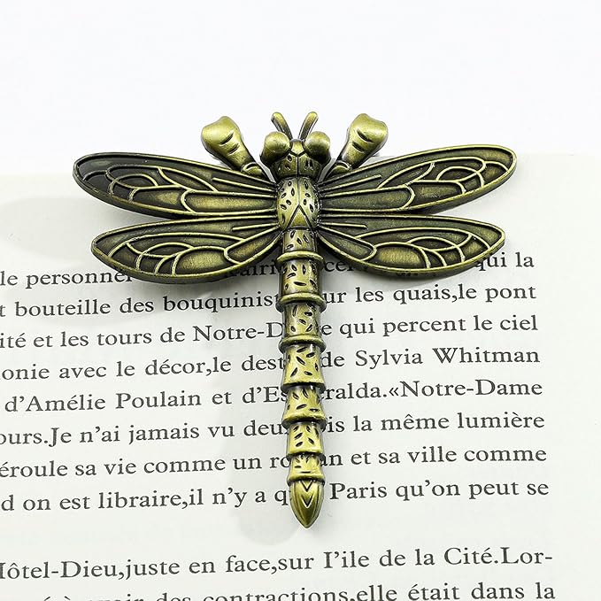 Bookmark,Dragonfly Metal Book Clip, Journal Clip, Book Page Holder Clip,Vintage Book Clips, Hold Journal Open While Writing and Free Your Hands, Gifts for Book Lovers, Readers, Writers (Dragonfly)
