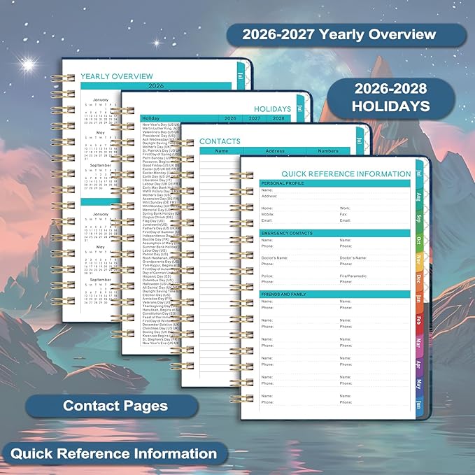 Planner 2026-2027 - Academic Planner 2026-2027, July 2026 - June 2027, 6.5" x 8.5", 26-27 Planner Weekly and Monthly with Colorful Tabs, Back Pocket + Thick Paper