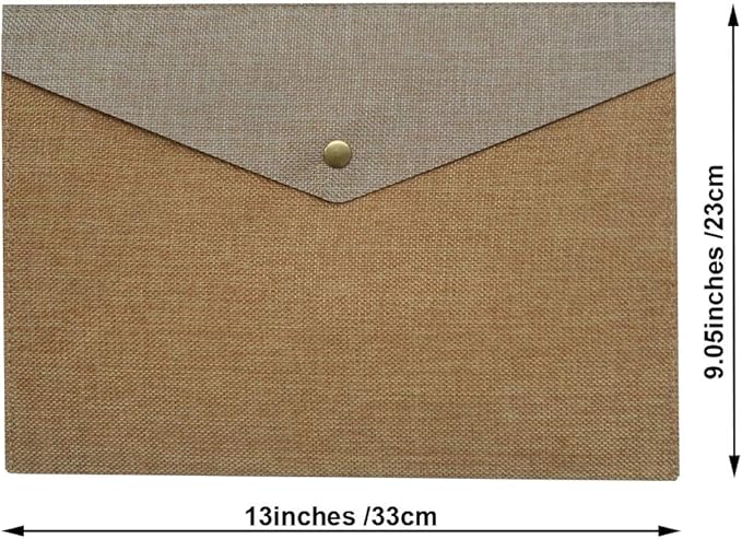Durable A4 File Folder Document Holder Portfolio Envelope Felt Folder Case with Snap Closure Set of 2 Beige and Brown