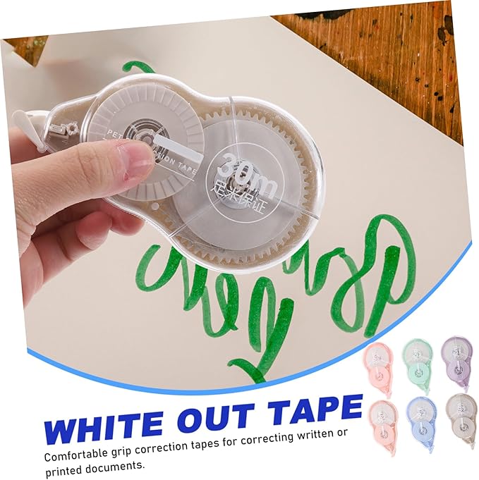 CALLARON 6pcs Correction Tape Adhesive 180m Portable Small Student School Stationery Office Supplies for Exam Error Correction