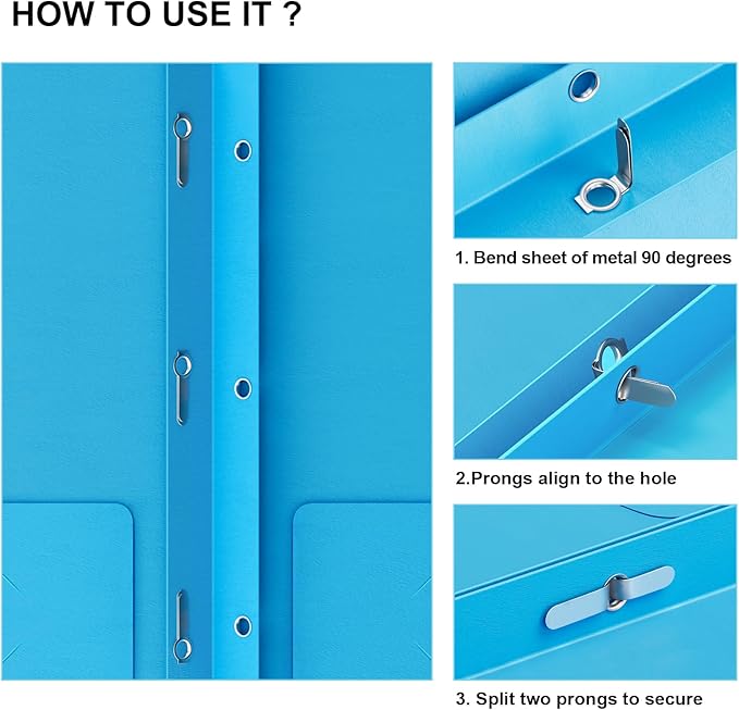 HABGP Two Pocket Folders with Prongs, 5 Pack Paper Folders with Pockets and 3 Prongs Fit Letter Size Paper, for Organizing Files in School, Office & Business (Assorted 5 Colors)