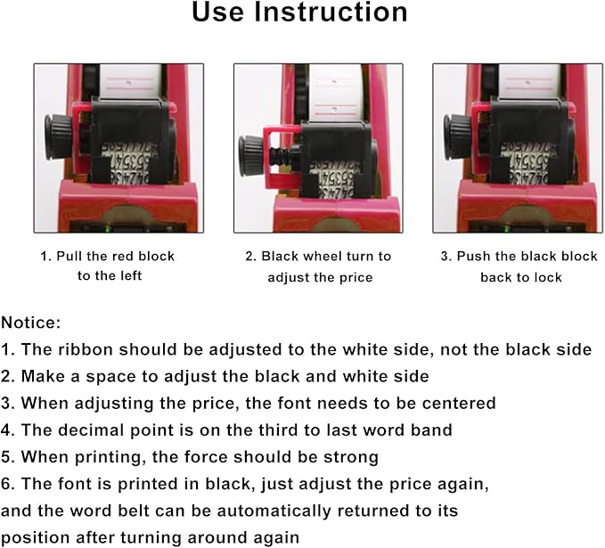 Eujgoov 8 Digits Price Tag Manual Labeling Machine Portable Label Maker with Price Label Machine (Red)