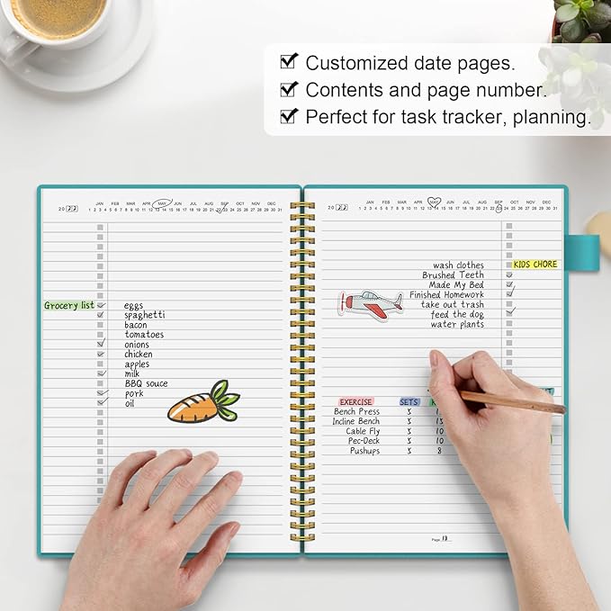 Regolden-Book To Do List Notebook, Daily Planner for Work, Project Tasks & Personal Organizer, Checklist Man/Women, Pocket, Pen Loop, 160 Pages (7"x10")