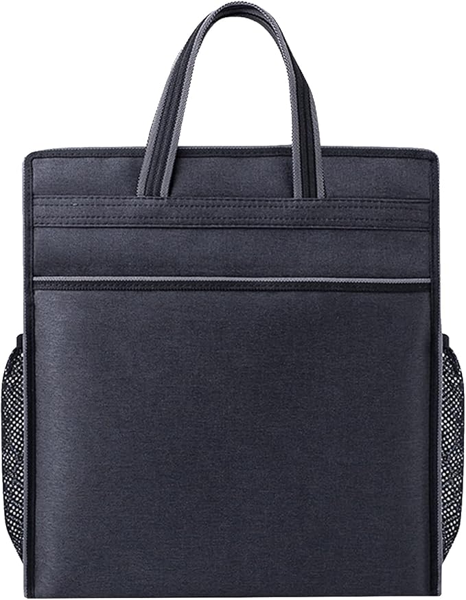 Oxford Zippered Document Bag with Handle File Tote Bag Pouch for Carrying Paper Files Books Filing Folder 1 Pack (Black)
