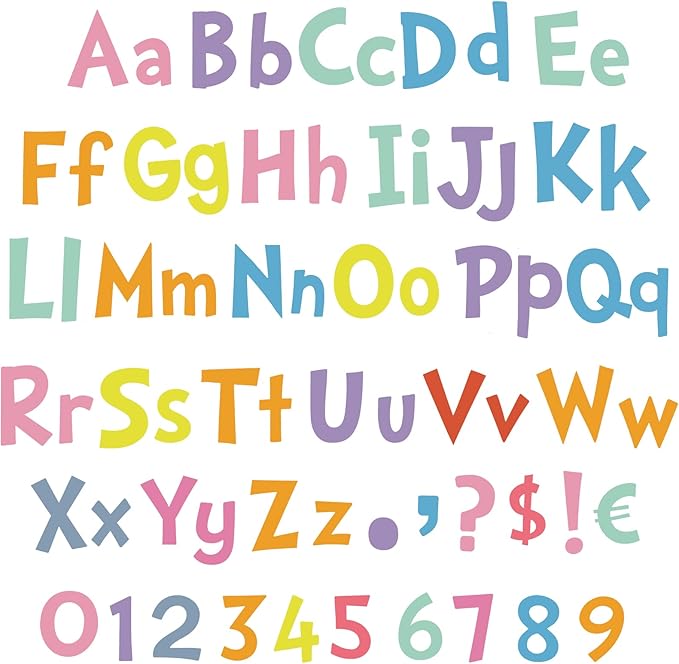 Tenare 268 Pcs Large Bulletin Board Letters 5 Inch Alphabet Combo Set, Chalkboard Poster Letters Cutouts for Board Display Craft Home Wall Decor(Macaron Color)