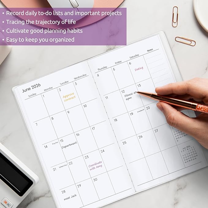 Pocket Calendar 2025-2027, Purse Monthly Planner - 3.7" x 6.7" - Runs from July 2025 Until December 2027, 2026 Pocket Calendar with Mountain PVC Cover for Office