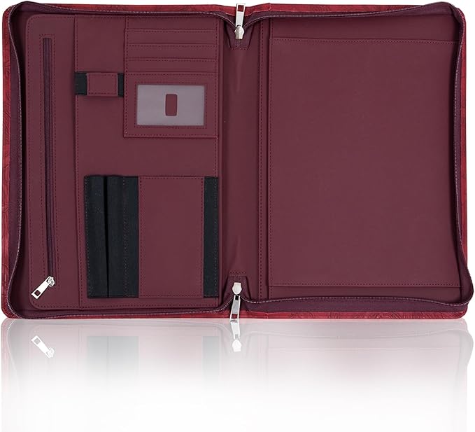 Elegant Multi-Function Leather Portfolio Organizer with A4 Notepad, Tablet and Phone Holders – Perfect for Business Professionals, Students, and Entrepreneurs – Ideal for Meetings, Conferences