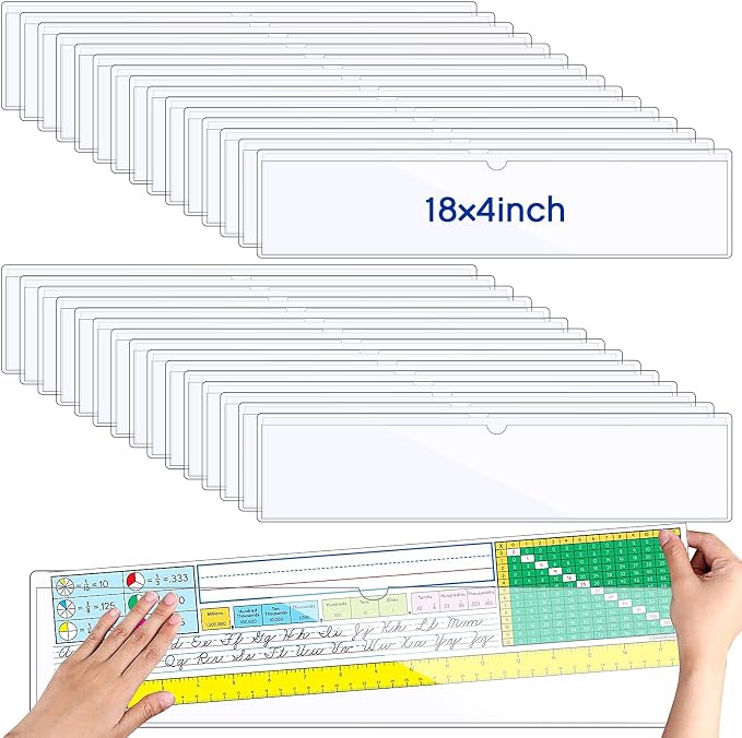 Chinco 15 Pcs Self Adhesive Pockets, Bin Labels for Storage Bins, Clear Pocket Label Sleeves, Plastic Index Card Holder with Top Open for Organizing Bins Box Drawer (18 x 4 Inches)