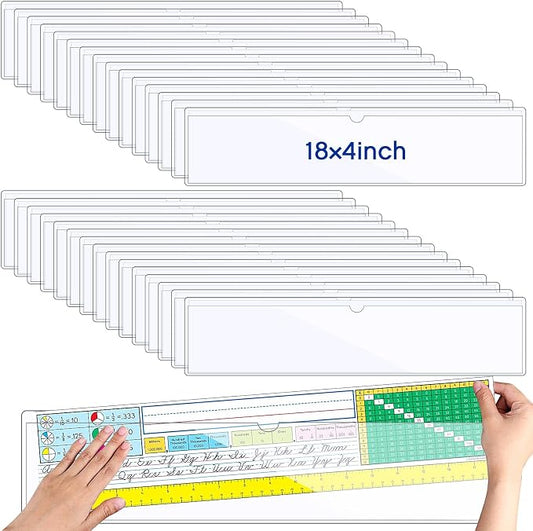 Chinco 15 Pcs Self Adhesive Pockets, Bin Labels for Storage Bins, Clear Pocket Label Sleeves, Plastic Index Card Holder with Top Open for Organizing Bins Box Drawer (18 x 4 Inches)