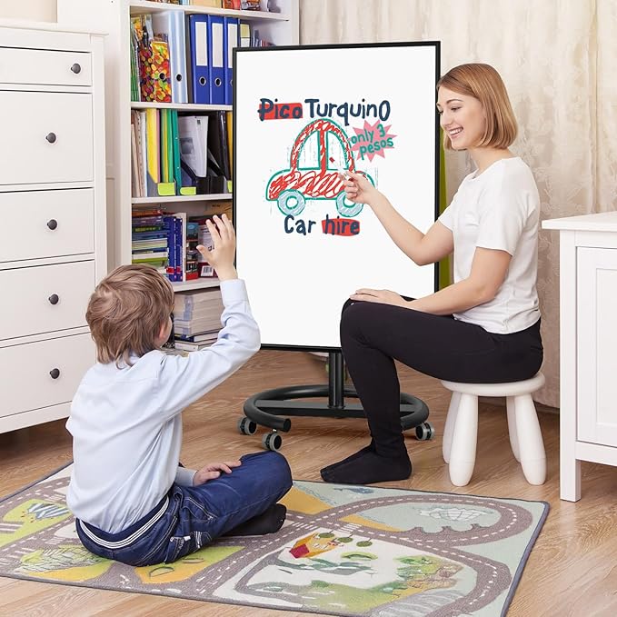 TANKEE Mobile Whiteboard Dry Erase - 40 x 26 Inches Portable Magnetic White Board Easel Flip Chart Stand with 25 Sheets Paper Pad