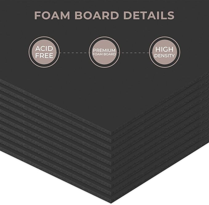AUEAR, 12 Pack 12x16 Black Foam Boards 1/8" Thickness Foam Core Boards for Presentation Board for School Crafts Office Art Projects Display, Mounting, Print