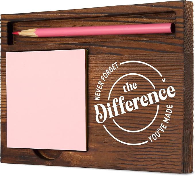 Never Forget The Difference You’ve Made Self-Stick Note Pad Holder, Meaningful Appreciation Gift for Teachers Nurses Caregivers Mentors Functional Organizer, Work Desk Retro Note Pad Holder SDZ307