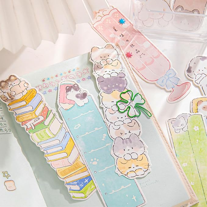 Cute Funny Animal Theme Colorful Bookmarks, 30 PCS (Cat & Dog Business)