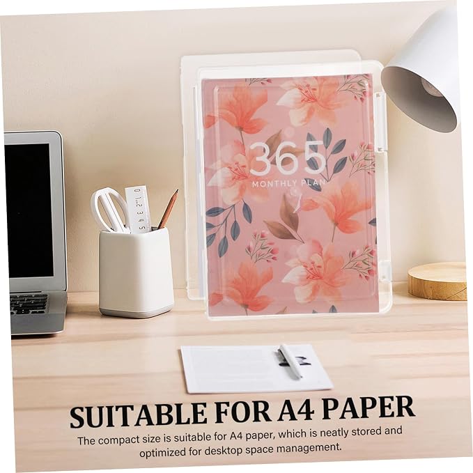 Lurrose 6pcs Plastic File Storage Box Transparent Paper Organizer with Lid for Office School and Home Efficient Bulk