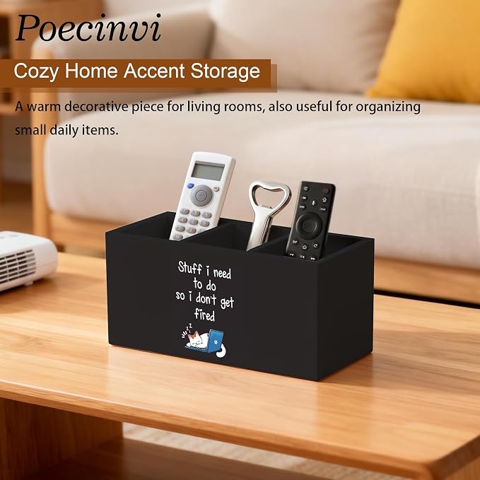 Funny Cat Pen Holder for Home Office Desk, Funny Office Gifts for Cat Lovers, Stuff I Need to Do So I Don't Get Fired Wooden Box Sign Pencil Holder for Desk Shelf Organizer