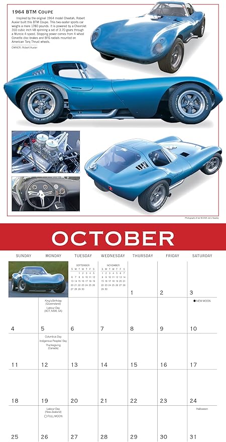 Classics 2026 Wall Calendar: Ultimate Automobiles, Muscle Cars and More, 12" x 12", 2026 Monthly Calendar with Large Grids for Home or Office, Vintage Car Theme